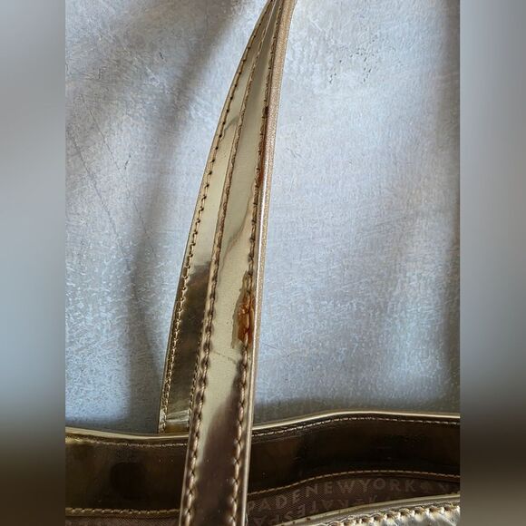 Kate Spade Quinn Beale Street Gold Metallic Embossed Tote 10x12x3.5 - Picture 4 of 13